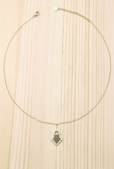 Wholesaler Glam Chic - Bell necklace with rhinestones in stainless steel