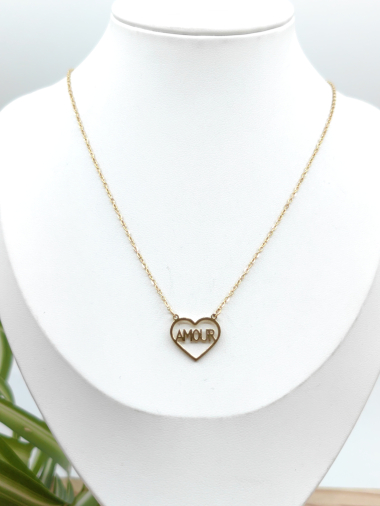 Wholesaler Glam Chic - LOVE heart necklace in stainless steel