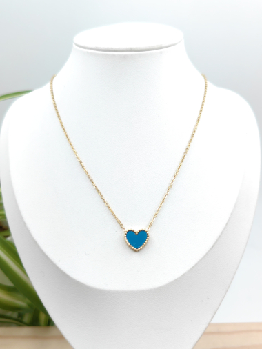 Wholesaler Glam Chic - Heart necklace with color in stainless steel