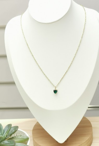 Mayorista Glam Chic - Heart necklace with stainless steel diamond