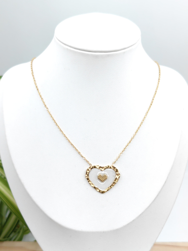 Wholesaler Glam Chic - Transparent heart necklace in stainless steel