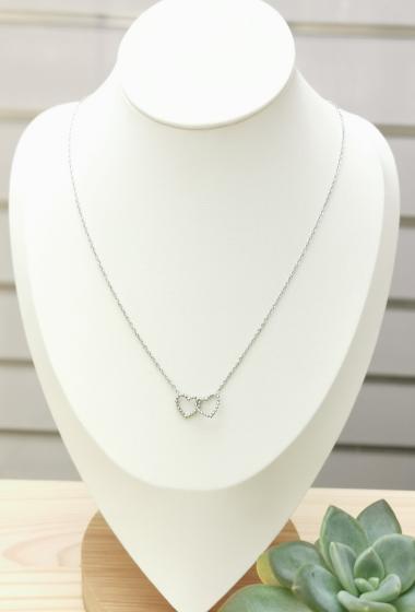 Wholesaler Glam Chic - Double crossed hearts necklace