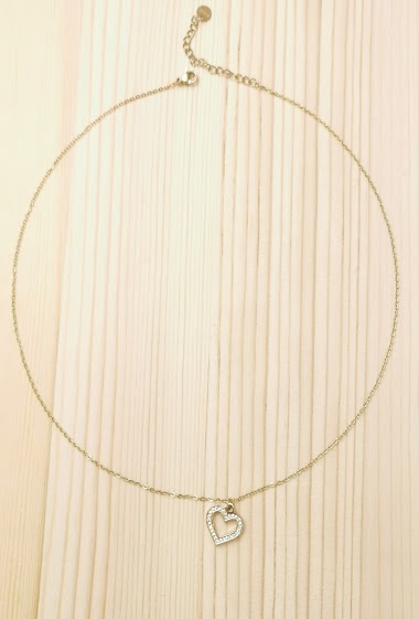 Großhändler Glam Chic - Heart necklace with stainless steel rhinestones