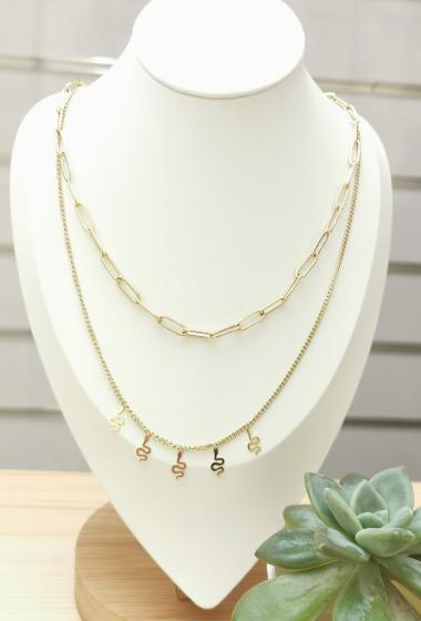 Wholesaler Glam Chic - Snake Tassel Double Chain Necklace