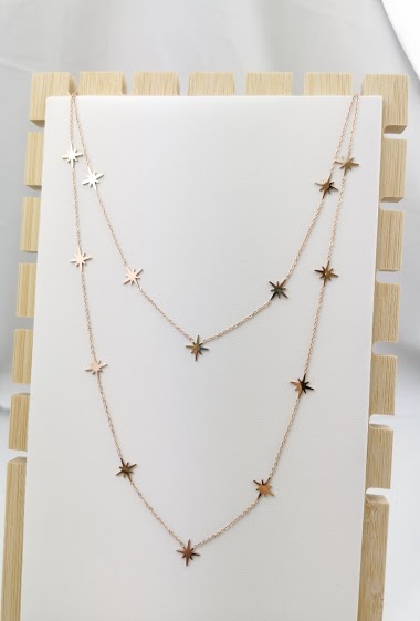 Mayoristas Glam Chic - Double row star necklace in stainless steel