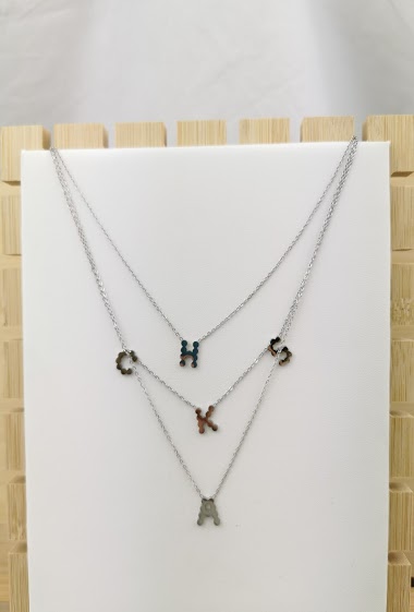 Wholesaler Glam Chic - Triple row stainless steel letter necklace