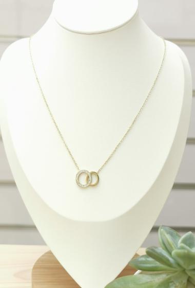 Wholesaler Glam Chic - Double round necklace with rhinestones