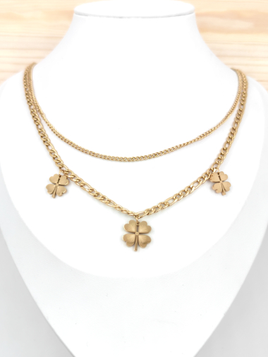 Wholesaler Glam Chic - Double clover necklace in stainless steel