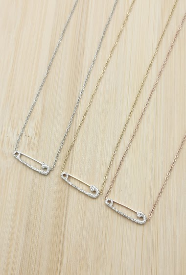 Wholesaler Glam Chic - Stainless steel safety pin necklace