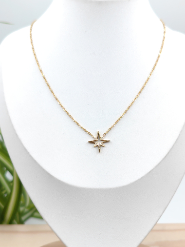 Wholesaler Glam Chic - Star necklace with rhinestones in stainless steel