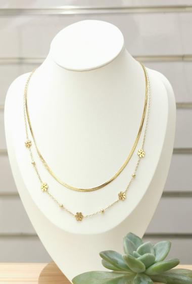 Wholesaler Glam Chic - Double Chain Flower Necklace