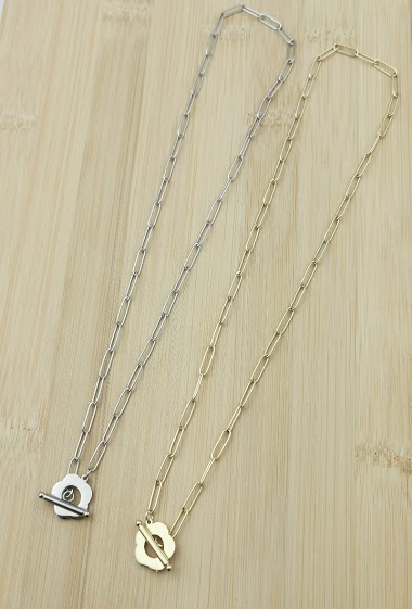 Wholesaler Glam Chic - Flower curb necklace in stainless steel
