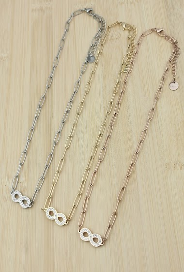 Wholesaler Glam Chic - Infinity curb necklace in stainless steel