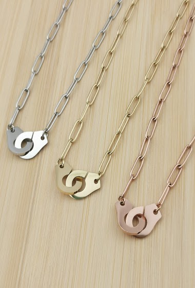 Wholesaler Glam Chic - Handcuff curb necklace in stainless steel