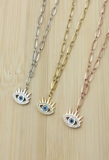 Wholesaler Glam Chic - Stainless steel eye curb necklace