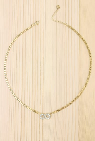 Großhändler Glam Chic - Infinity necklace with rhinestones in stainless steel