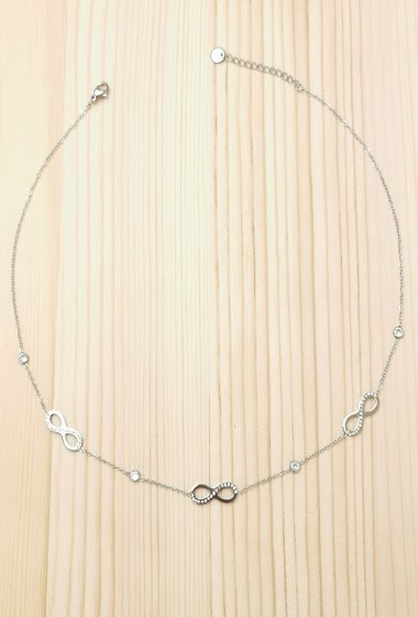 Wholesaler Glam Chic - Infinity necklace with rhinestones in stainless steel