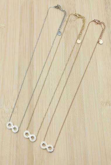 Wholesaler Glam Chic - Stainless steel rhinestone infinity necklace