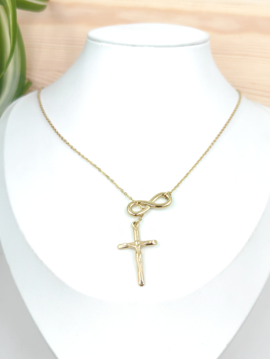 Wholesaler Glam Chic - Infinity necklace with stainless steel cross