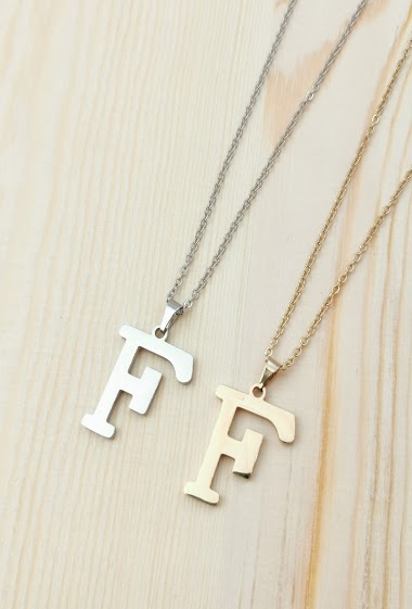 Wholesaler Glam Chic - Stainless Steel Alphabet Letter F Necklace