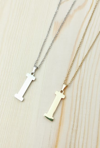 Wholesaler Glam Chic - Stainless Steel Alphabet Letter I Necklace