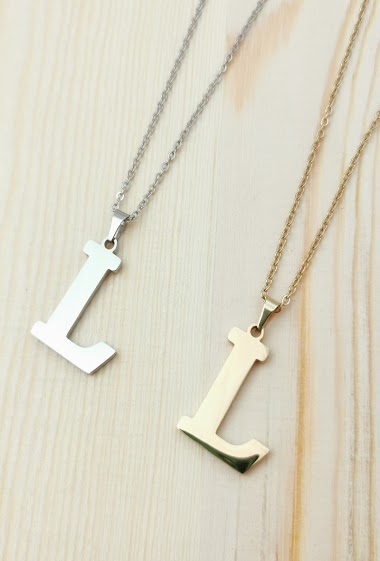 Wholesaler Glam Chic - Stainless Steel Alphabet Letter L Necklace