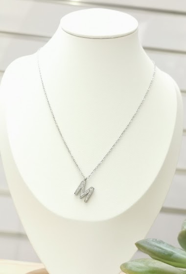 Wholesaler Glam Chic - Stainless Steel Alphabet Letter M Necklace