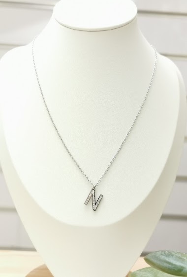 Wholesaler Glam Chic - Stainless Steel Alphabet Letter N Necklace