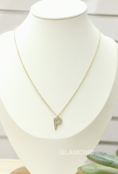 Wholesaler Glam Chic - Stainless Steel Alphabet Letter P Necklace