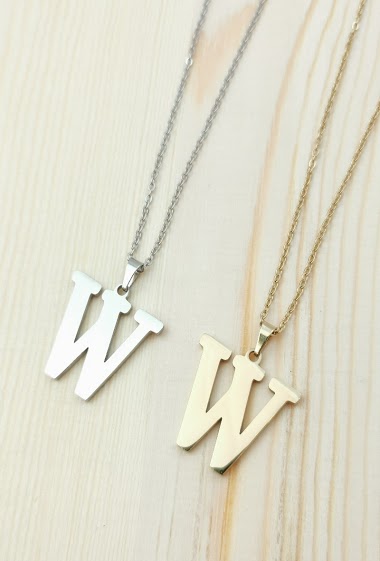 Wholesaler Glam Chic - Stainless Steel Alphabet Letter W Necklace