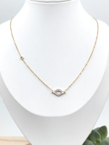 Wholesaler Glam Chic - Long necklace with rhinestones in stainless steel
