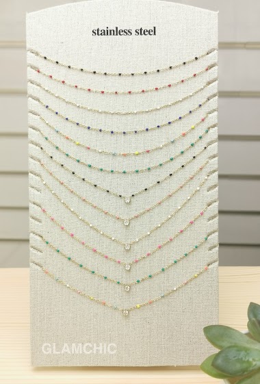 Großhändler Glam Chic - Halskettenset mit 12 Teilen aus Edelstahl
