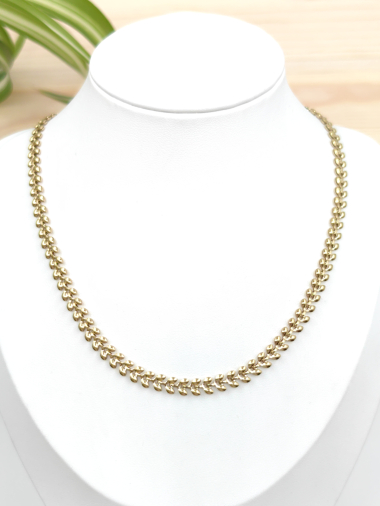 Wholesaler Glam Chic - Wheat ears mesh necklace in stainless steel