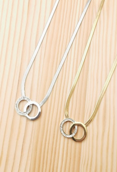 Wholesaler Glam Chic - Stainless Steel Double Circle Snake Chain Necklace