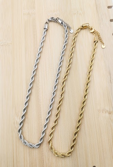 Großhändler Glam Chic - Halskette aus gedrehtem Netzgewebe aus Edelstahl