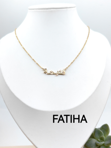 Wholesaler Glam Chic - Arabic name necklace FATIHA in stainless steel