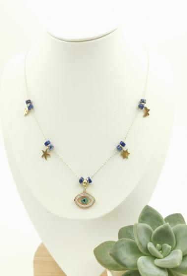 Wholesaler Glam Chic - Eye necklace and pendants with stainless steel beads