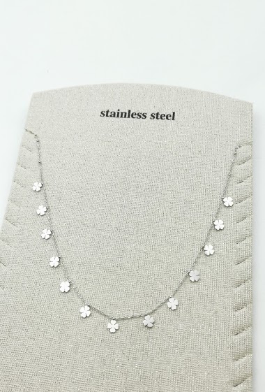 Wholesaler Glam Chic - Stainless steel clover tassel necklace