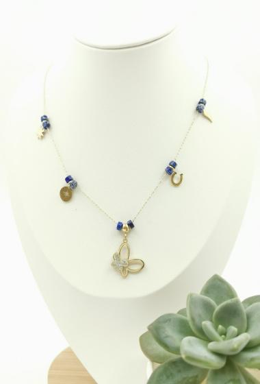 Wholesaler Glam Chic - Butterfly necklace and pendants with stainless steel beads