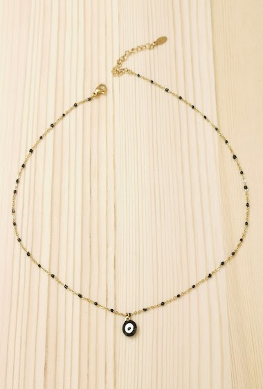 Großhändler Glam Chic - Farbige Perlenkette mit Edelstahlauge