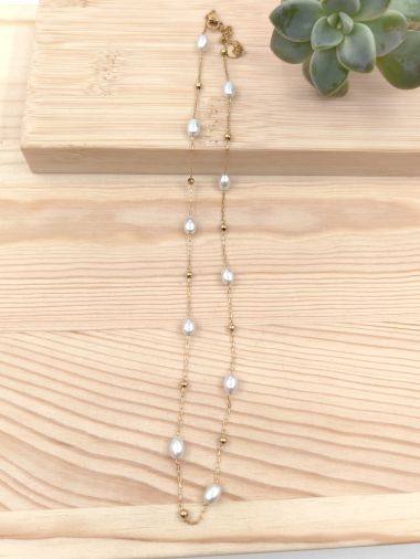Grossiste Glam Chic - Collier perle en acier inoxydable