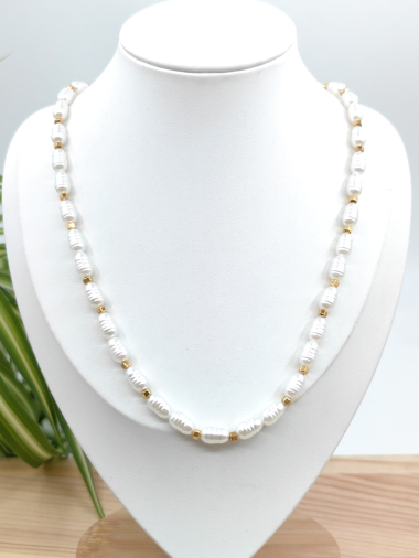 Großhändler Glam Chic - Perlenkette aus Edelstahl