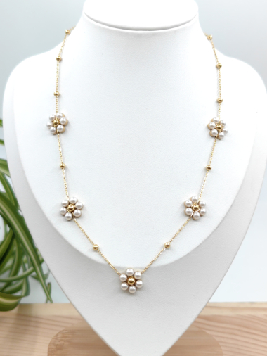 Wholesaler Glam Chic - Stainless steel flower bead necklace