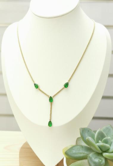 Wholesaler Glam Chic - Quadruple crystal drops necklace