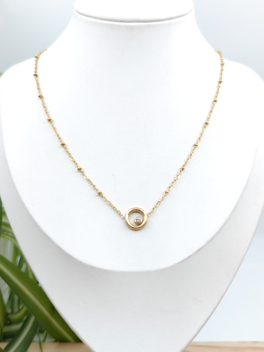 Wholesaler Glam Chic - Round diamond necklace in stainless steel