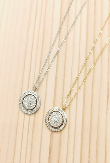 Wholesaler Glam Chic - Round necklace with rhinestones in stainless steel