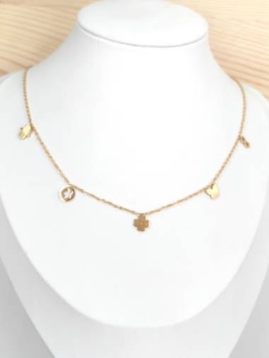Wholesaler Glam Chic - Clover necklace with several pendants in stainless steel