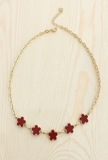 Wholesaler Glam Chic - Double-sided flower necklace in stainless steel