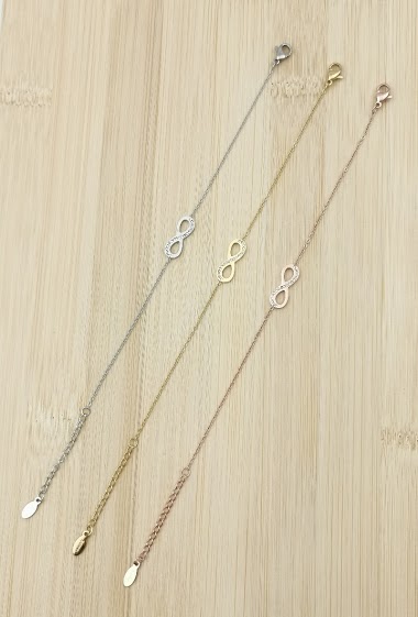 Wholesaler Glam Chic - Infinity bracelet with stainless steel rhinestones