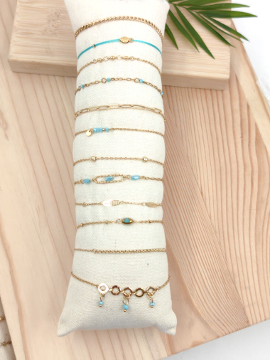 Grossiste Glam Chic - Lot de 12 pièces bracelet avec boudin en acier inoxydable